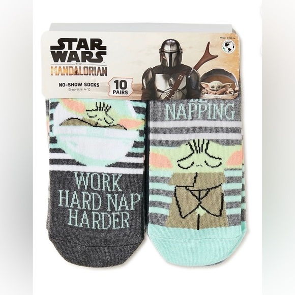 Disney Accessories - Star Wars The Mandalorian Women's No Show Socks, 10-Pack, shoe size 4-6